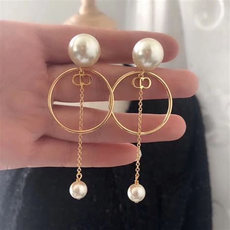 christian dior pearl drop earrings|Christian Dior earrings double balls.